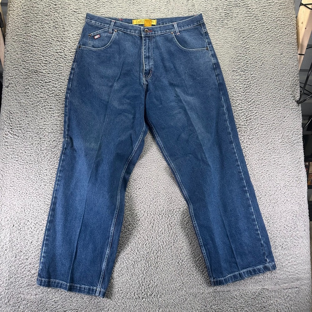 Vintage Mecca Jeans Mens 40x32 Blue Cotton Denim Straight Workwear Travel Baggy